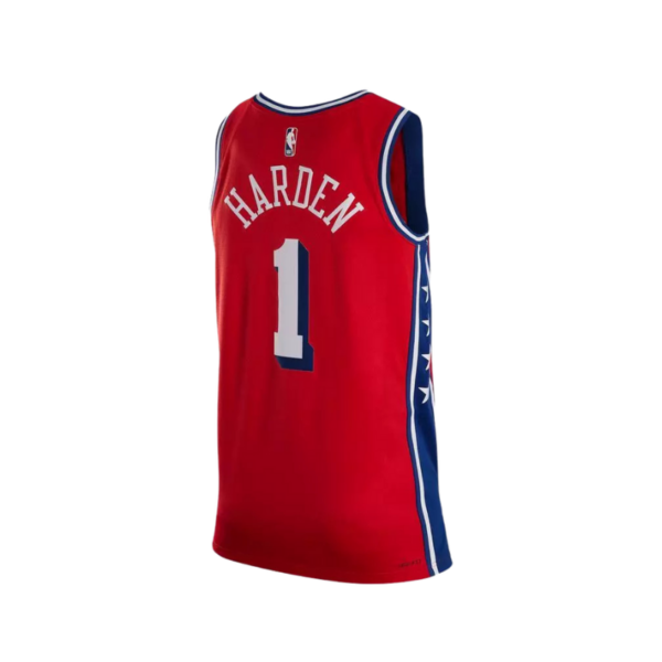 Nike Harden Philadelphia 76ers NBA Statement Jersey Red - Image 2