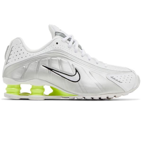 Nike Shox R4 White Metallic Silver Volt (Women's)