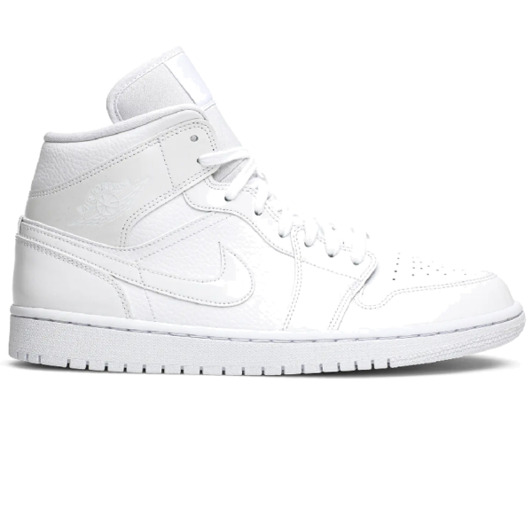 Jordan 1 Mid Triple White Patent Swoosh (Women's)
