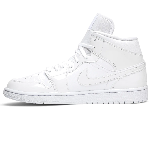 Jordan 1 Mid Triple White Patent Swoosh (Women's)