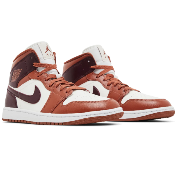 Jordan 1 Mid Dusty Peach Night Maroon (Women's) - Image 5