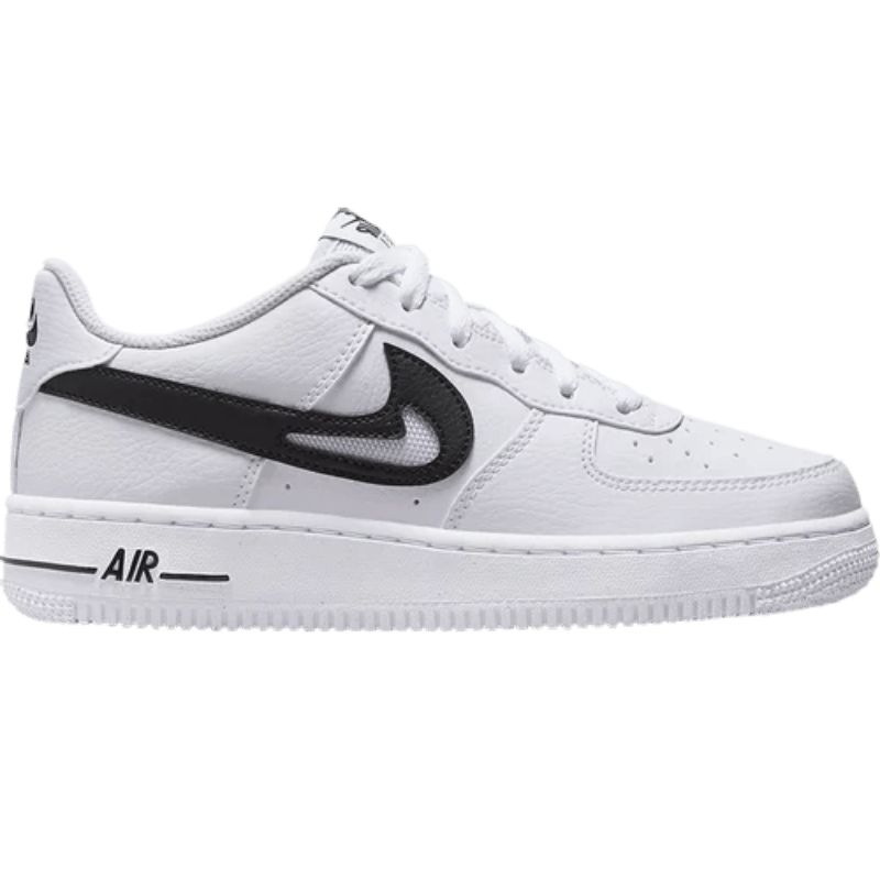 Nike Air Force 1 Low Cut Out Swoosh White Black (GS)