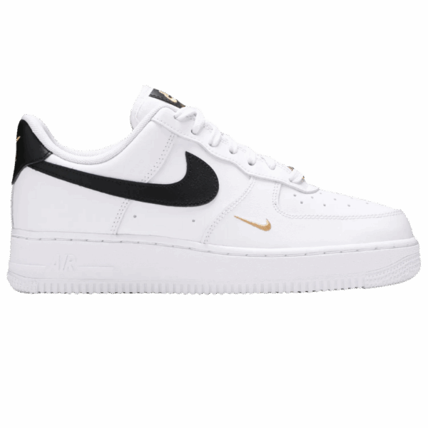 Nike Air Force 1 Low '07 Essential White Black Gold Mini Swoosh (Women's)