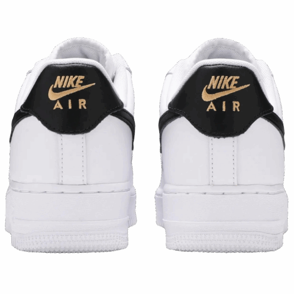Nike Air Force 1 Low '07 Essential White Black Gold Mini Swoosh (Women's) - Image 4