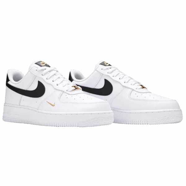 Nike Air Force 1 Low '07 Essential White Black Gold Mini Swoosh (Women's) - Image 5