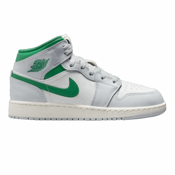 Jordan 1 Mid White Pure Platinum Pine Green (GS)