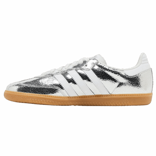 adidas Samba OG Silver Metallic Cracked Leather (Women's) - Image 2