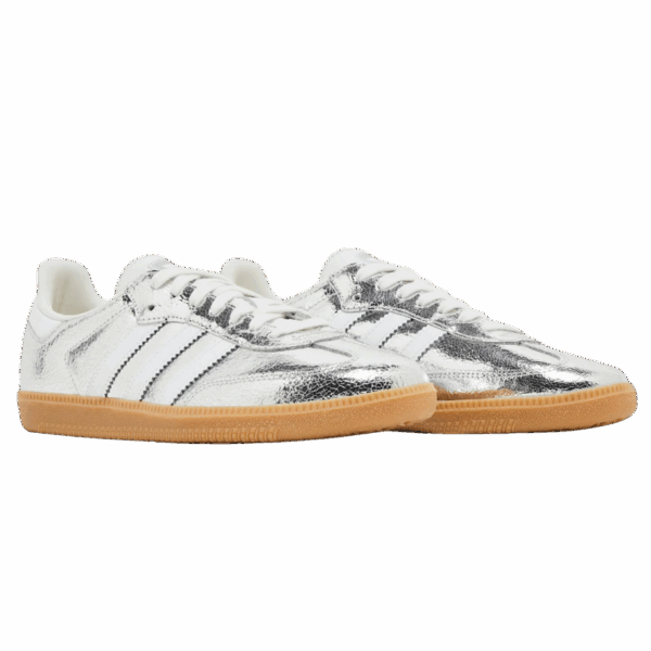 adidas Samba OG Silver Metallic Cracked Leather (Women's) - Image 5