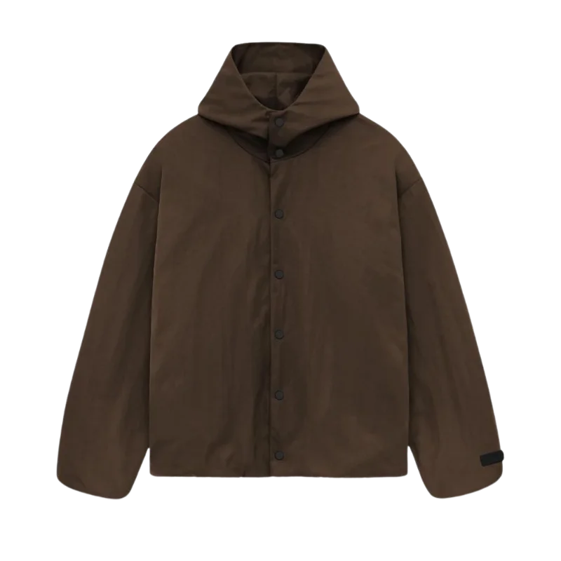 Fear of God Essentials Textured Nylon Hooded Coaches Jacket Brown