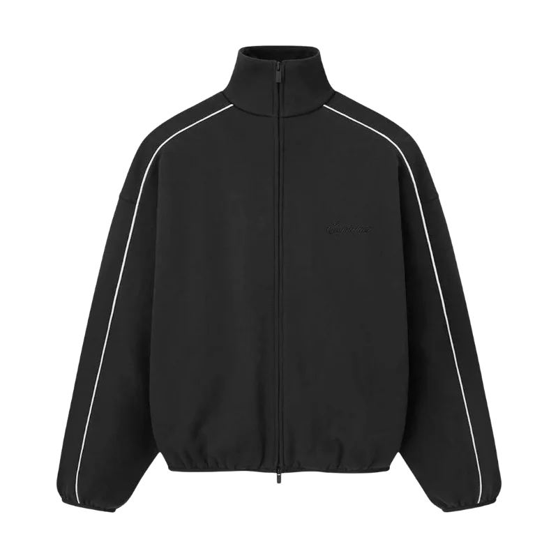Fear of God Essentials Modern Piping Track Jacket Jet Black/Cloud White