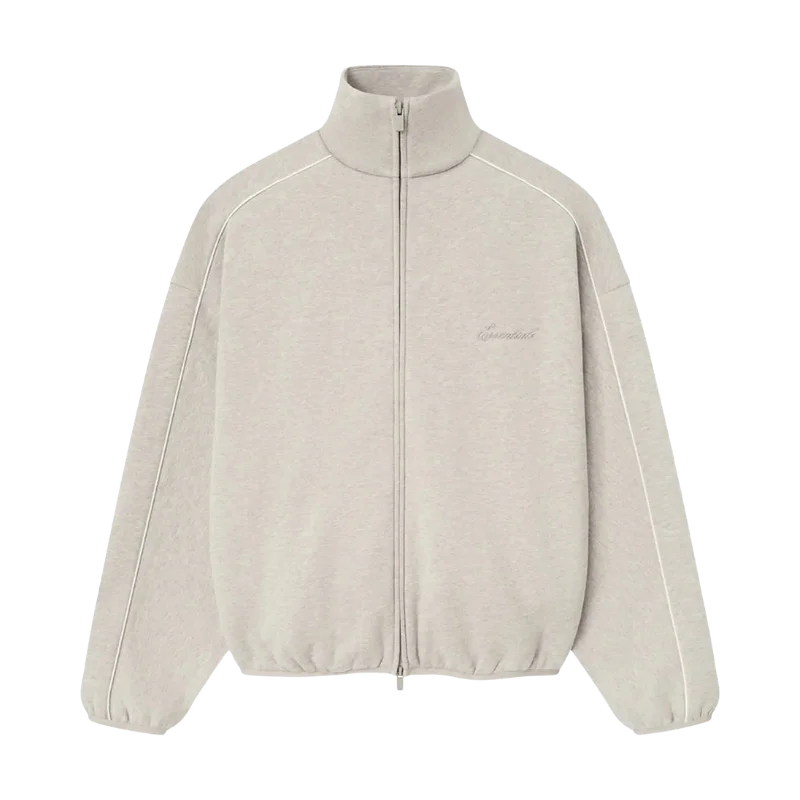 Fear of God Essentials Modern Fleece Piping Track Jacket Heather Stone/Cloud White