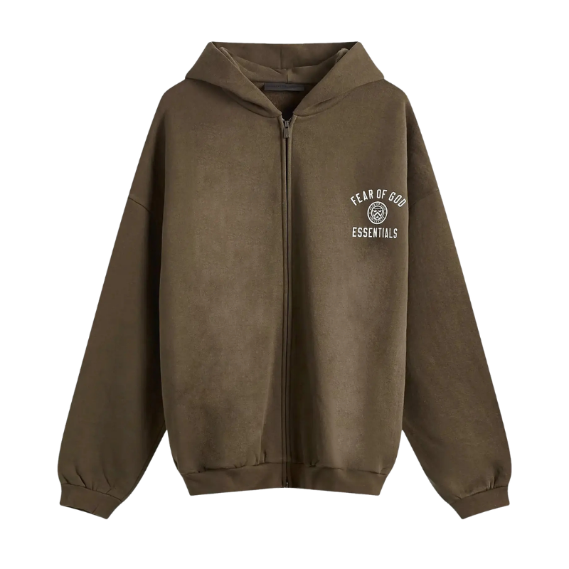 Fear of God Essentials Fleece Full Zip Hoodie Brown