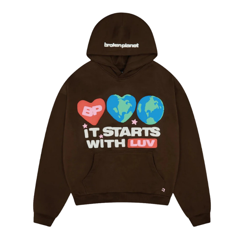 Broken Planet It Starts With Luv Hoodie Brown