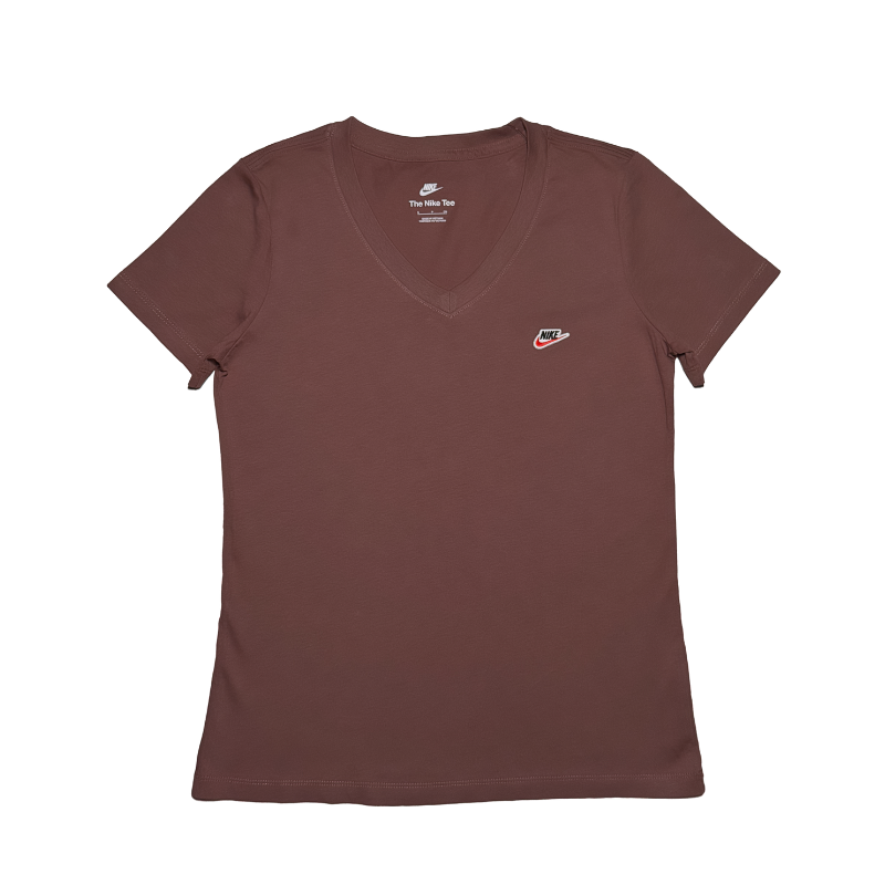 Nike Sportswear Club V-Neck Tee Baroque Brown (Women's)